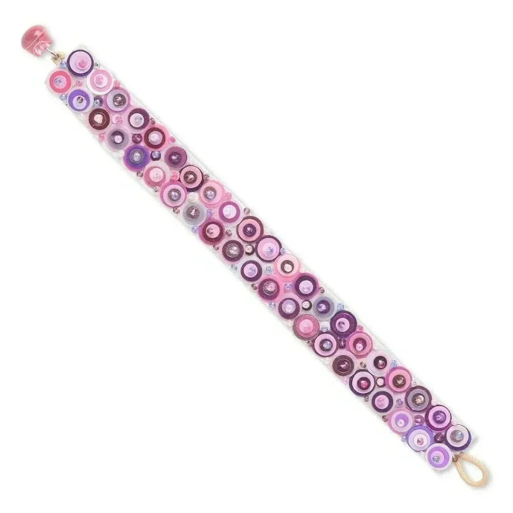 Handcrafted Shades of Pink and Purple Czech Glass Beads Sequins Bracelet